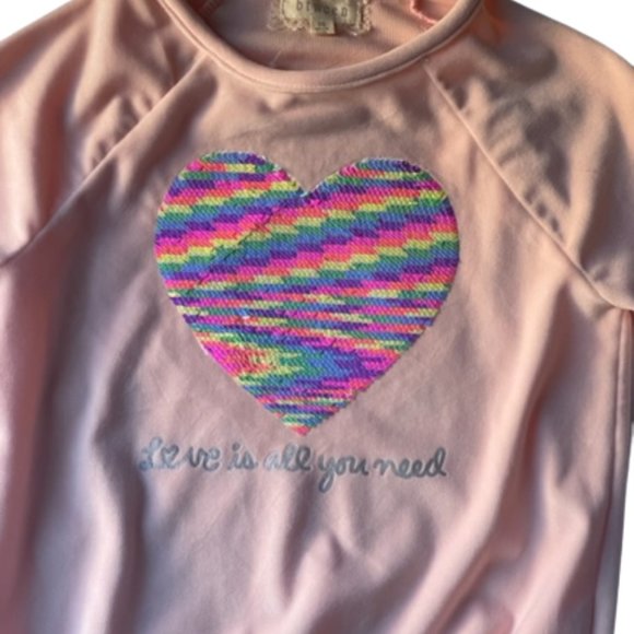 Girl's Long Sleeve Fleece Top with Heart Shaped Flip Sequins. Pink. NWT. Size 10 - Picture 3 of 8